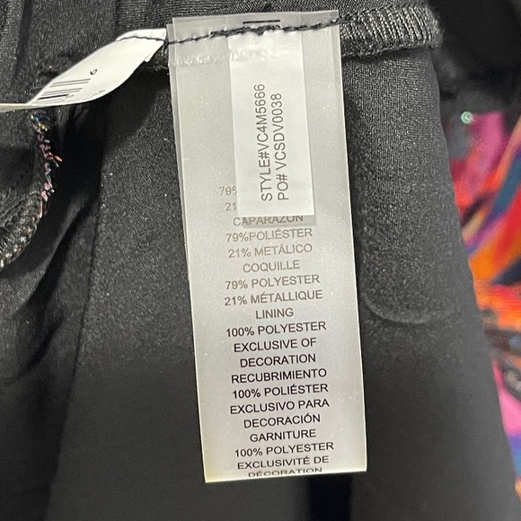 Vince Camuto Metallic Paisley-Print Lace-Trim Dress Shimmery Size 14 - Picture 9 of 16